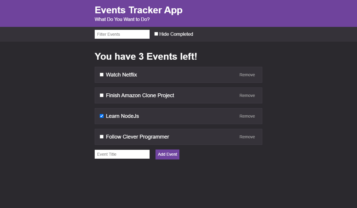 Events Tracker App